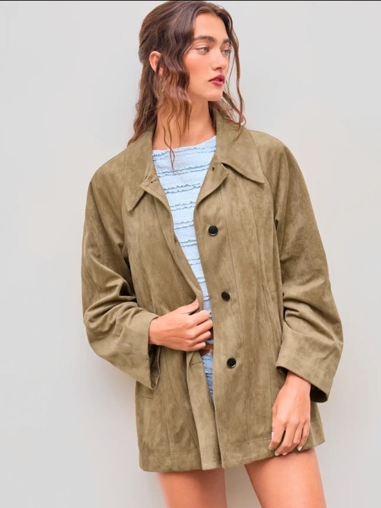 Cider Jackets & Blazers - NWT CIDER SUEDE COLLAR SOLID BUTTON